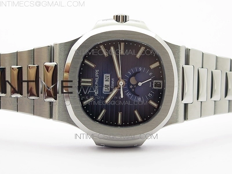 NAUTILUS 5726 SS GRF 1:1 BEST EDITION BLUE DIAL WORKING ANNUAL CALENDARON SS BRACELET A.324 V2